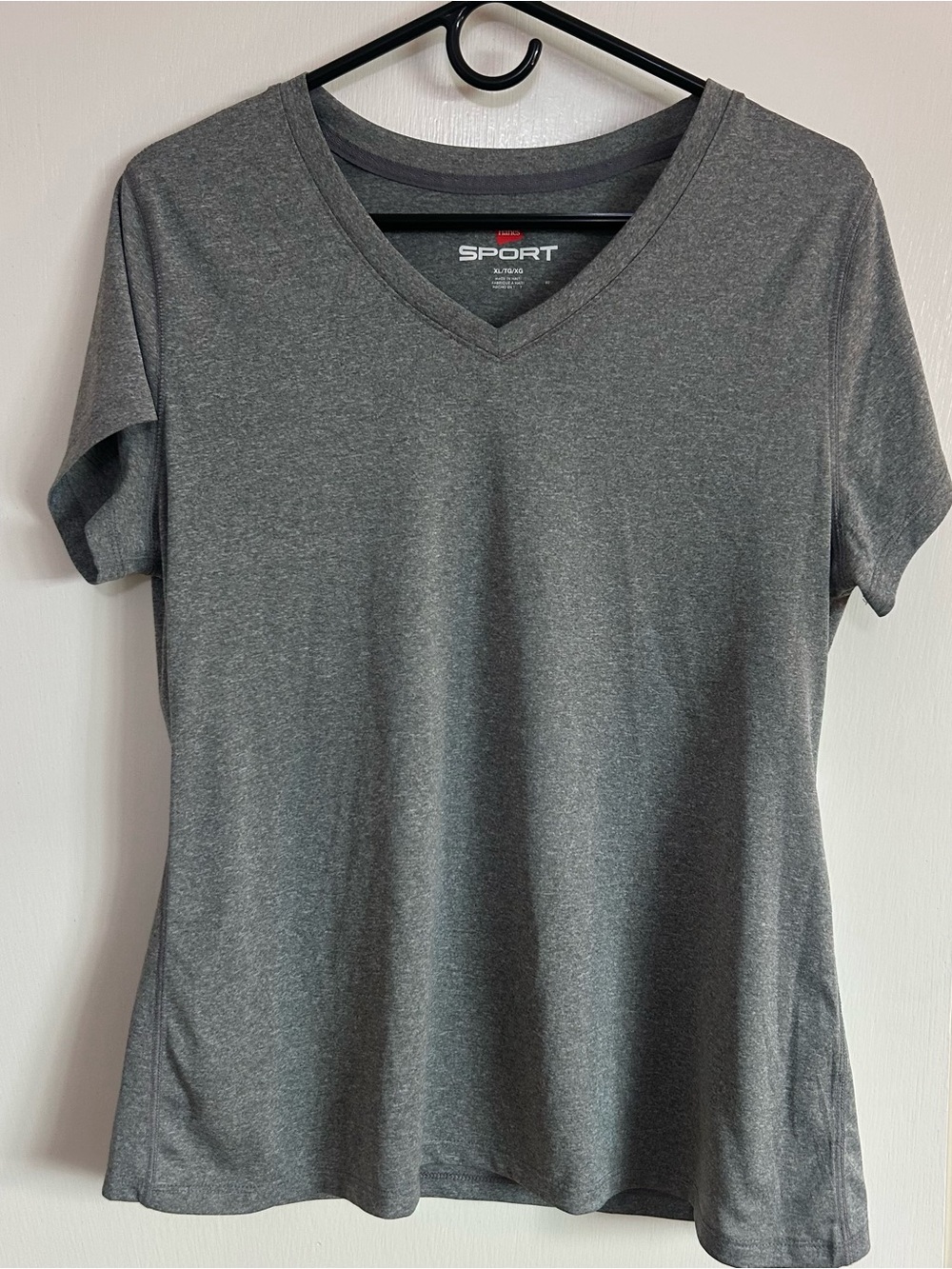 Hanes Sport Women's Gray V‑Neck Short Sleeve Tee